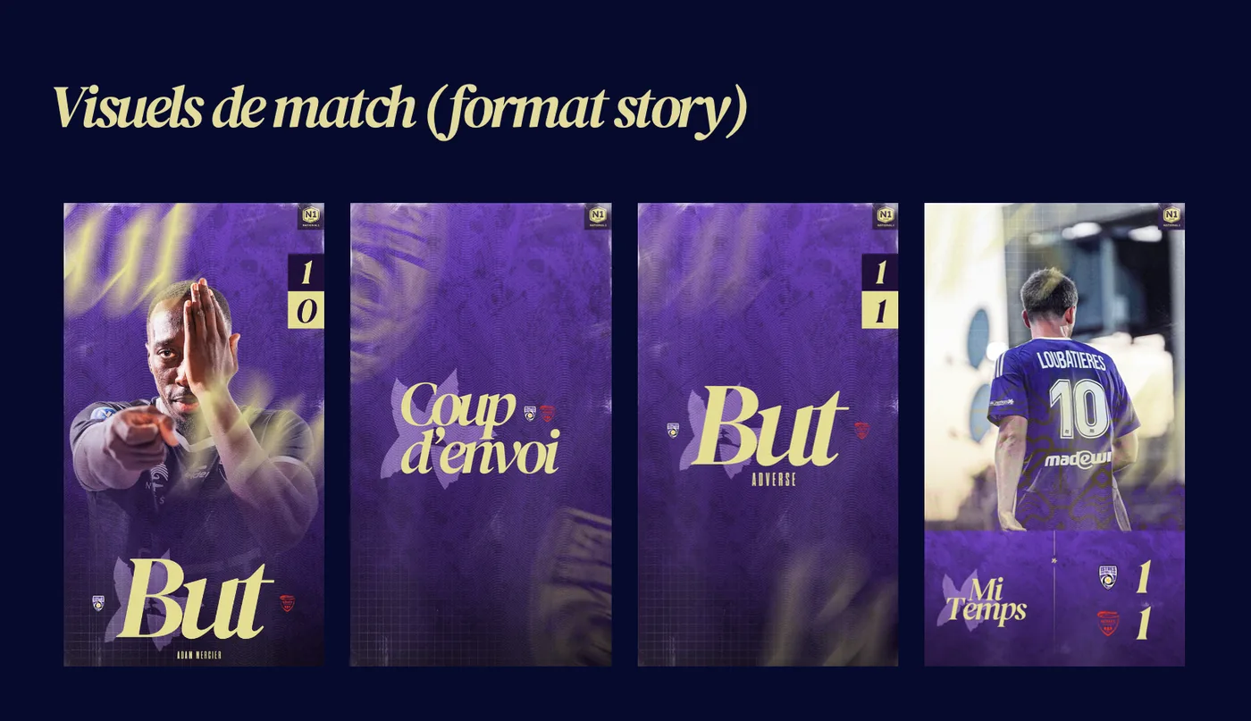 Direction artistique d'Istres FC : visuels de match au format story